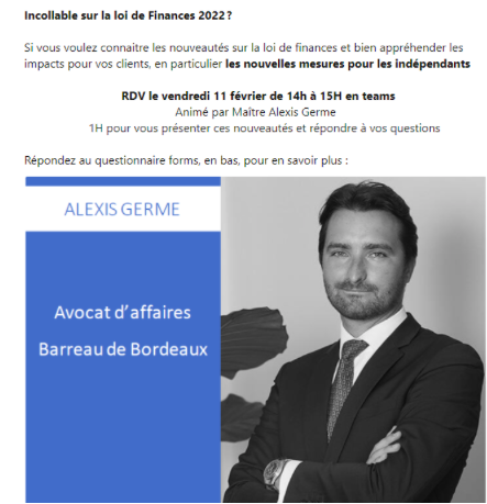 WEBINAIRE LOI DE FINANCES 2022 ORDRE DES AVOCATS DE BORDEAUX EN PARTENARIAT AVEC LA BANQUE POPULAIRE